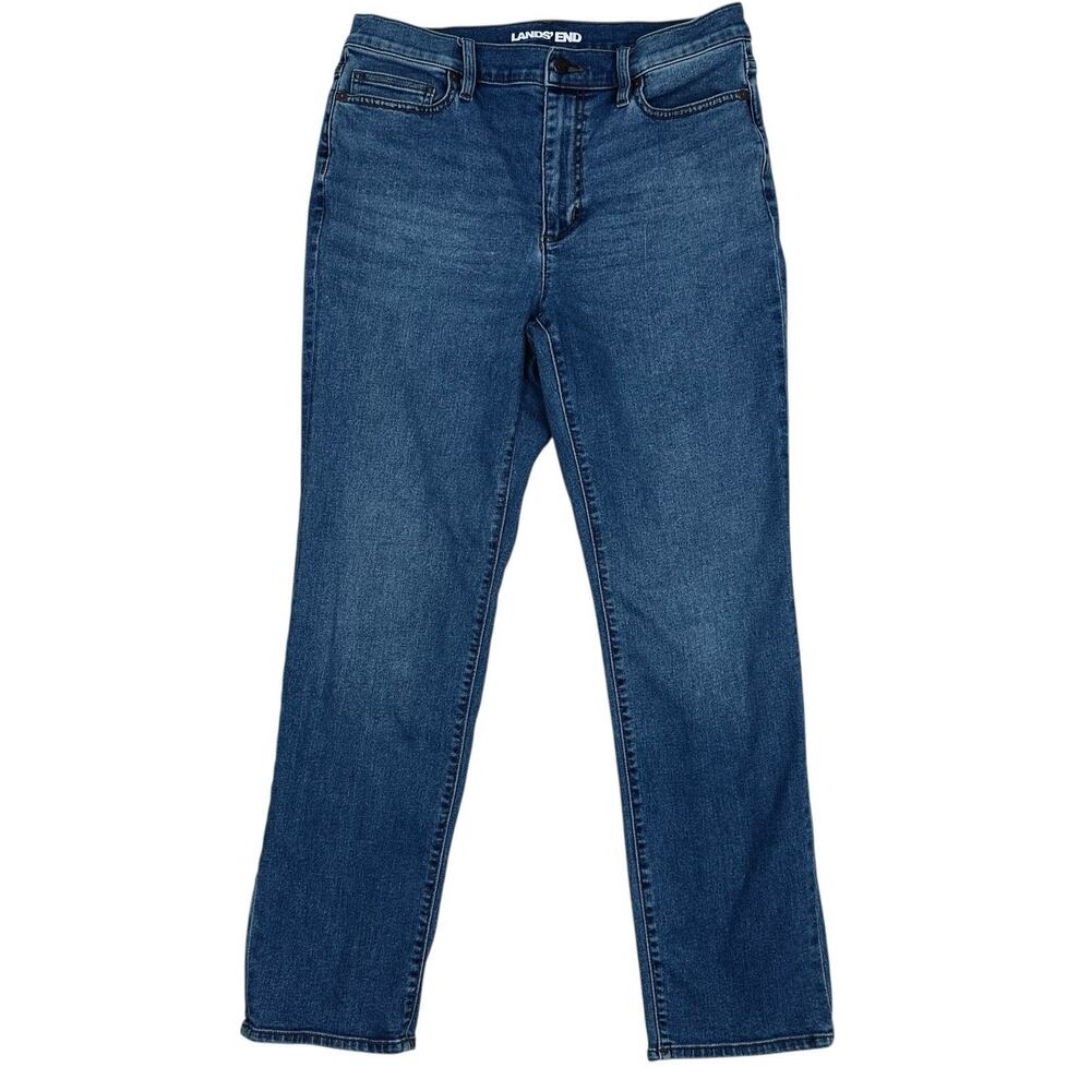 Womens LANDS’ END Size 12 Classic Fit Jeans Medium Wash 29” Inseam Stretch Mom